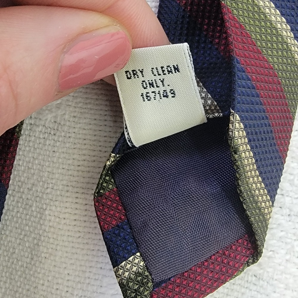 Vintage GAP Repp Silk Regimental Striped Tie Made in USA Burgundy Green Navy - Picture 6 of 10